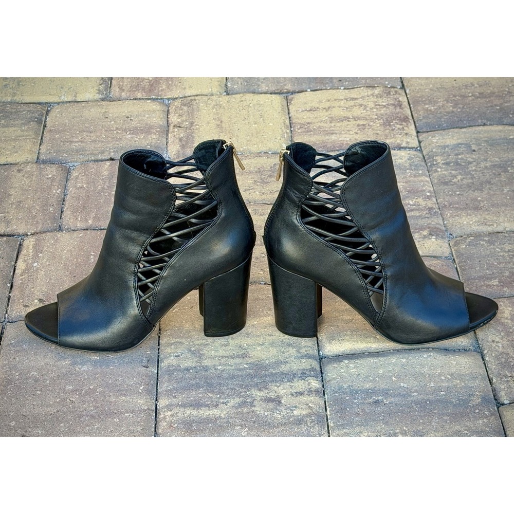 Jessica Simpson Peep-toe Block Heel Size 8.5 Leather Black